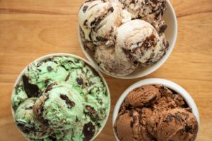 3 bowls of ice cream